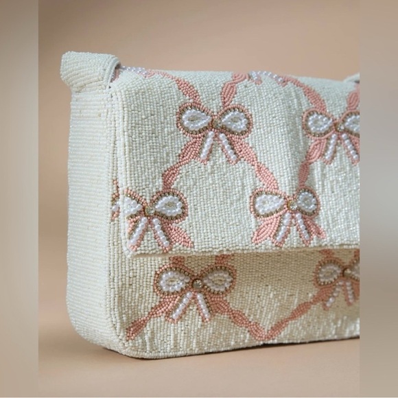 NWT Altar’d State Beaded Bag Cream and Pink Bows - Picture 2 of 13